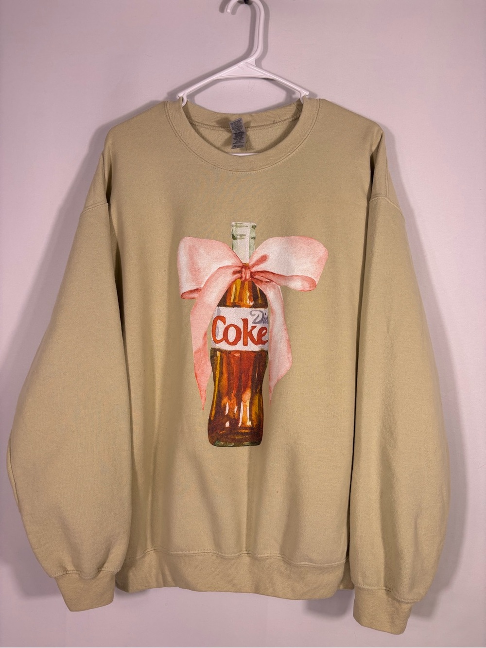 Diet Coke Pink Bow Graphic Sweatshirt 
 Coquette Soda Crewneck Size Large